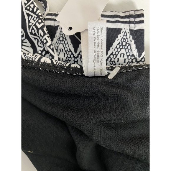NWT Ardene Basic Collection Black White Aztec Floral Side Tie Swimsuit Bottoms M - Picture 9 of 9